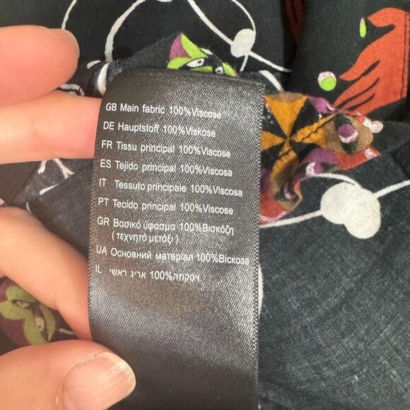 Anthropologie | Scotch & Soda Printed Balloon Sleeve Button Front Shirt Black M - Picture 9 of 12